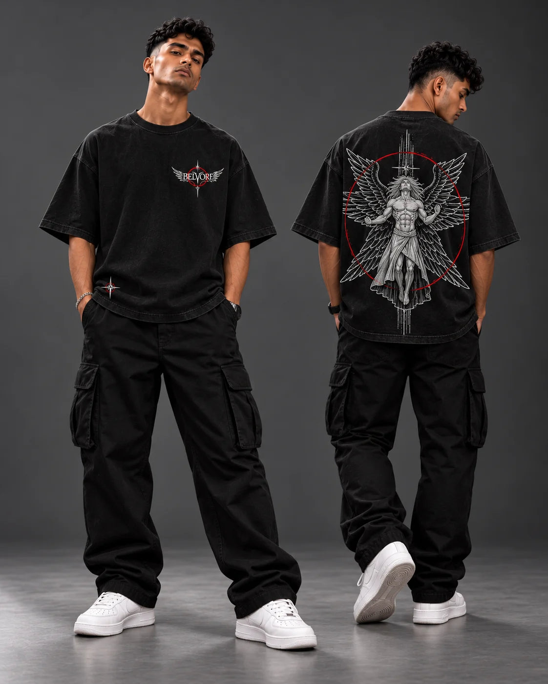 Angelic Warrior Embroidered Oversized T-Shirt